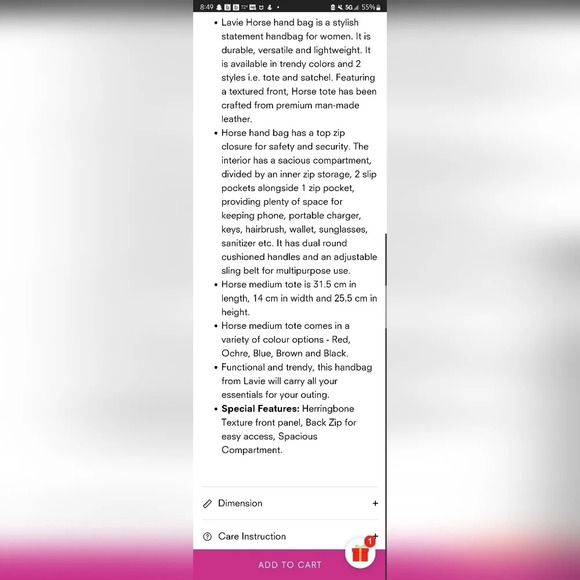 C- Lavie World black horse faux leather tote handbag - Picture 3 of 12